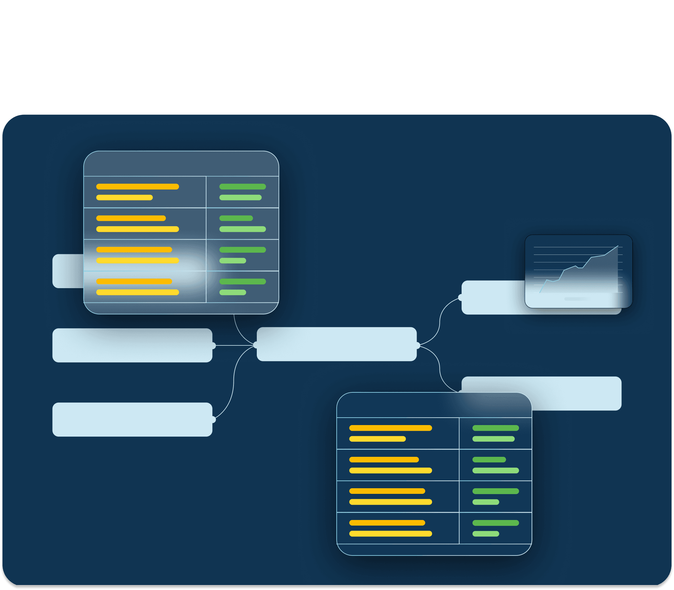 An abstract representation of an automated workflow diagram and the data collected or calculated in two steps appears in front of a dark navy background.