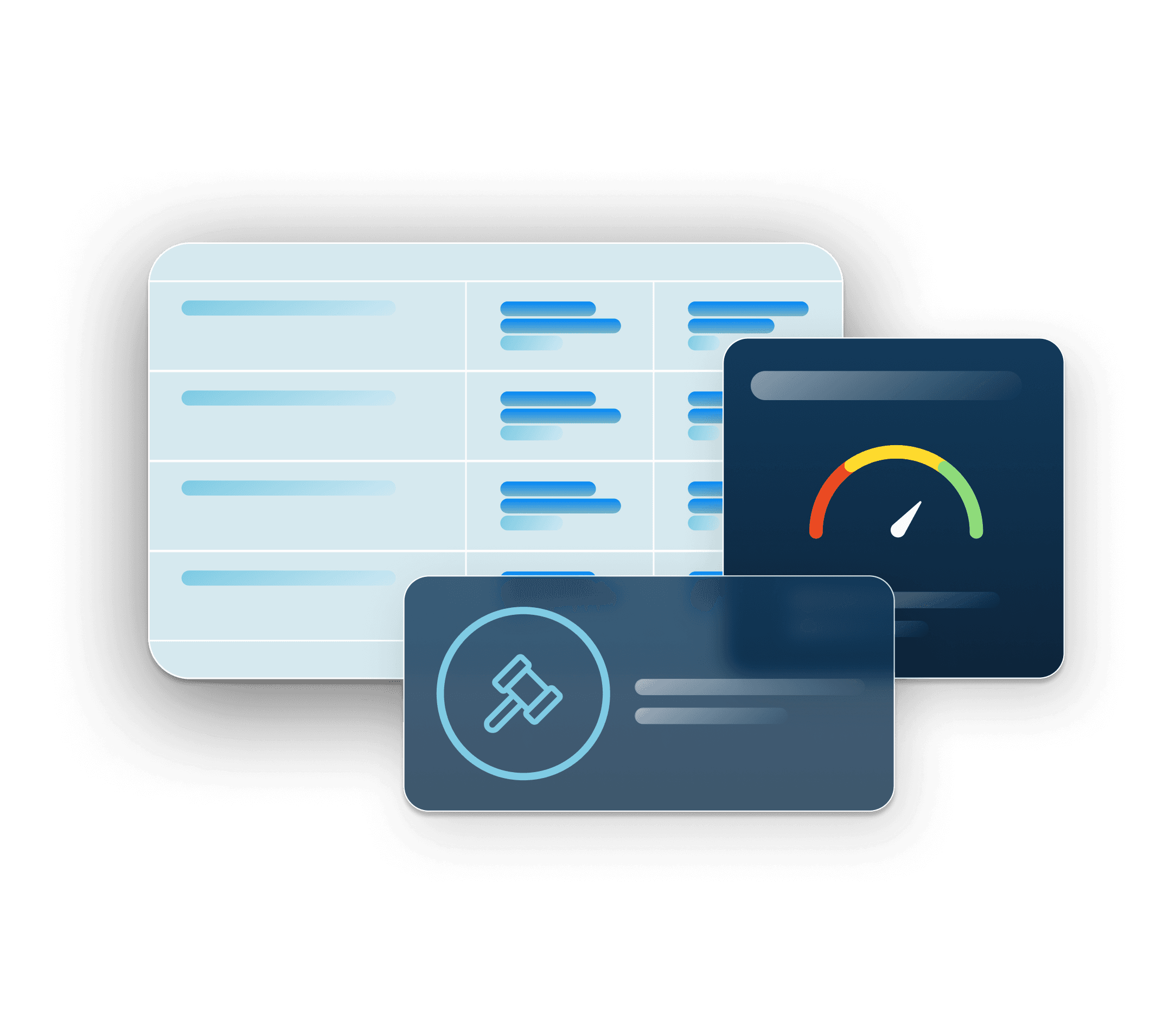 An abstract representation of a table with data overlaps with two graphs that indicate compliance adherence float over a transparent background.