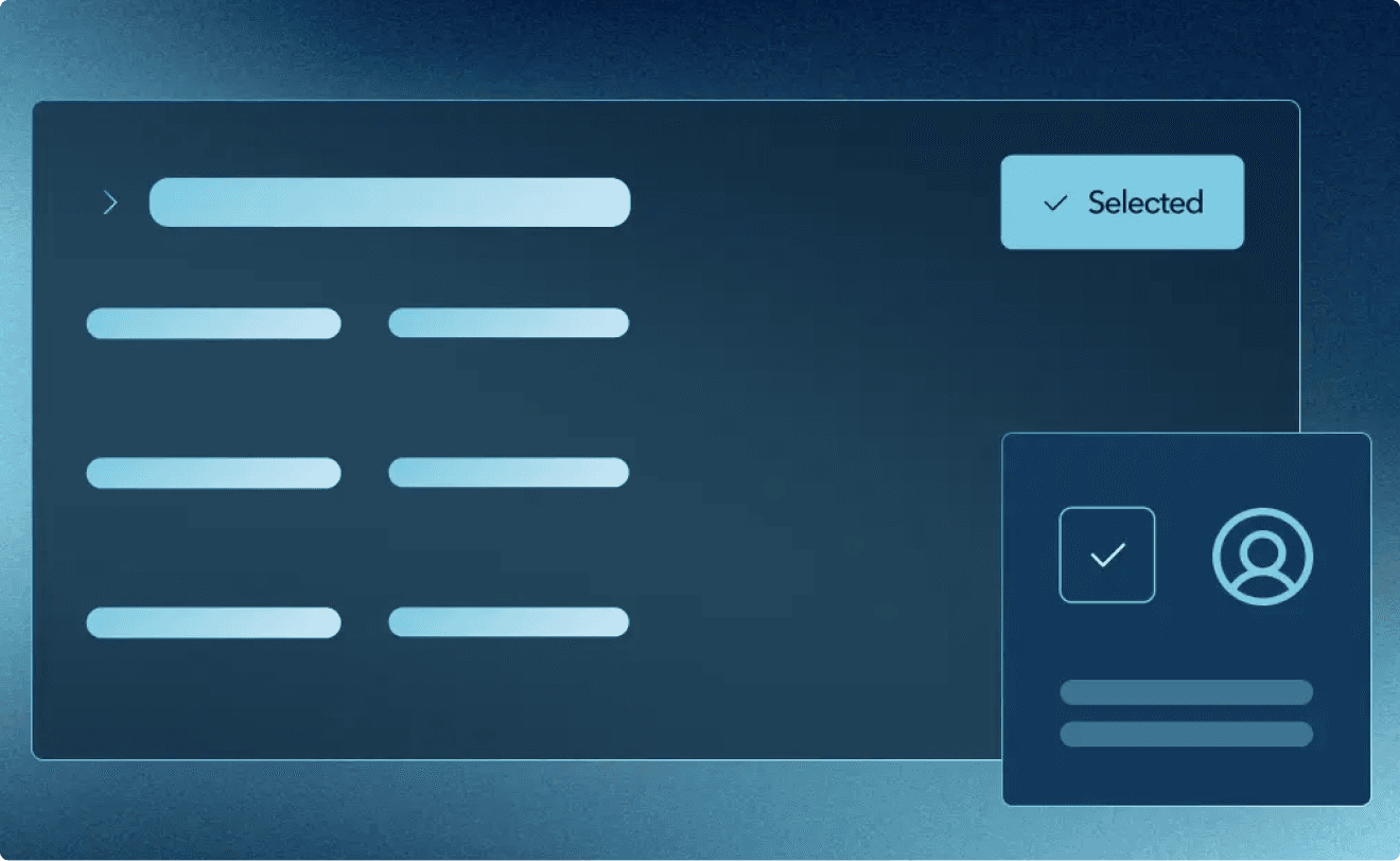 Digital banking interface with user selection and profile management tools