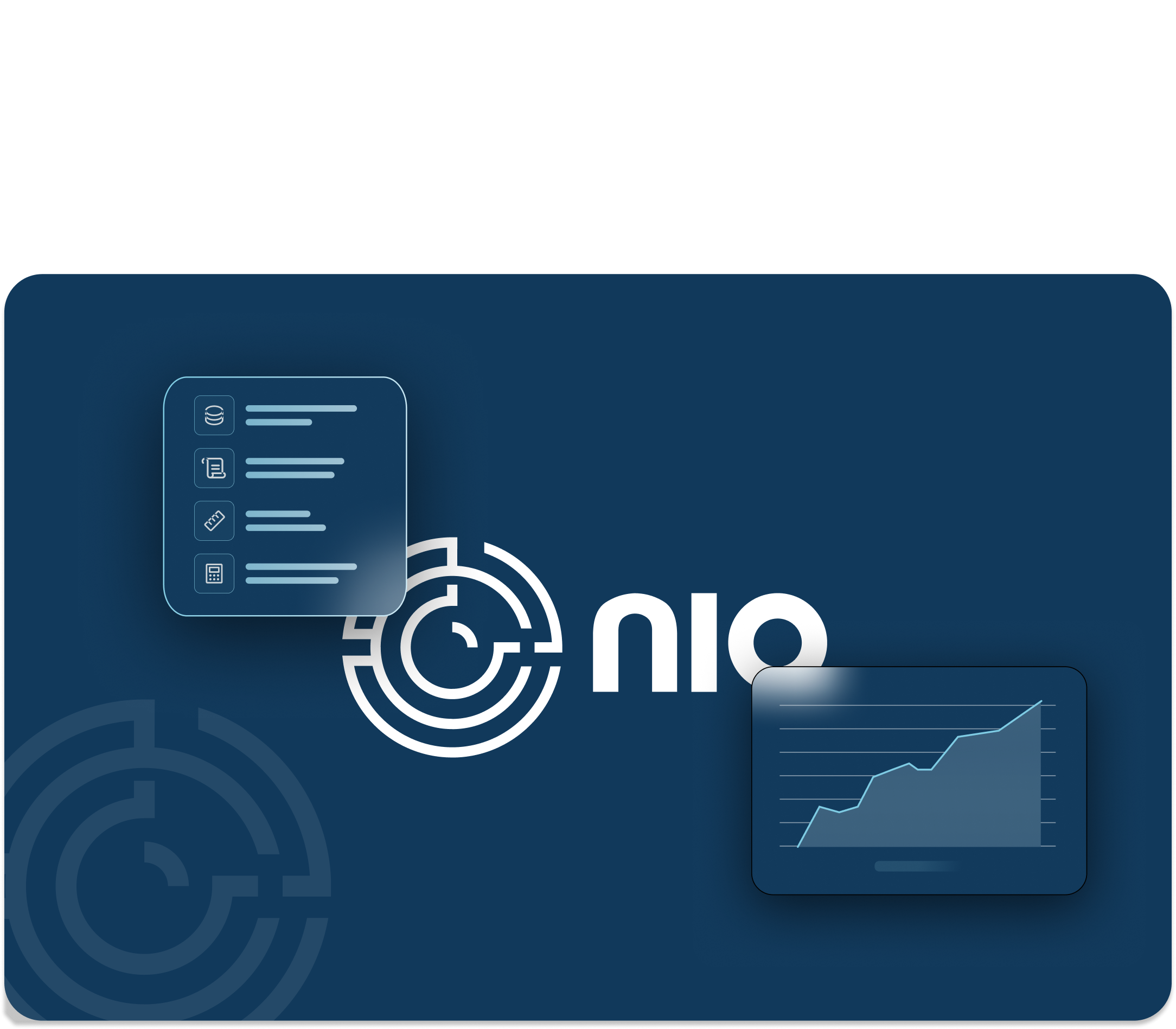 An abstract design showing the nIQ logo and some graphs hover over a dark navy background. 