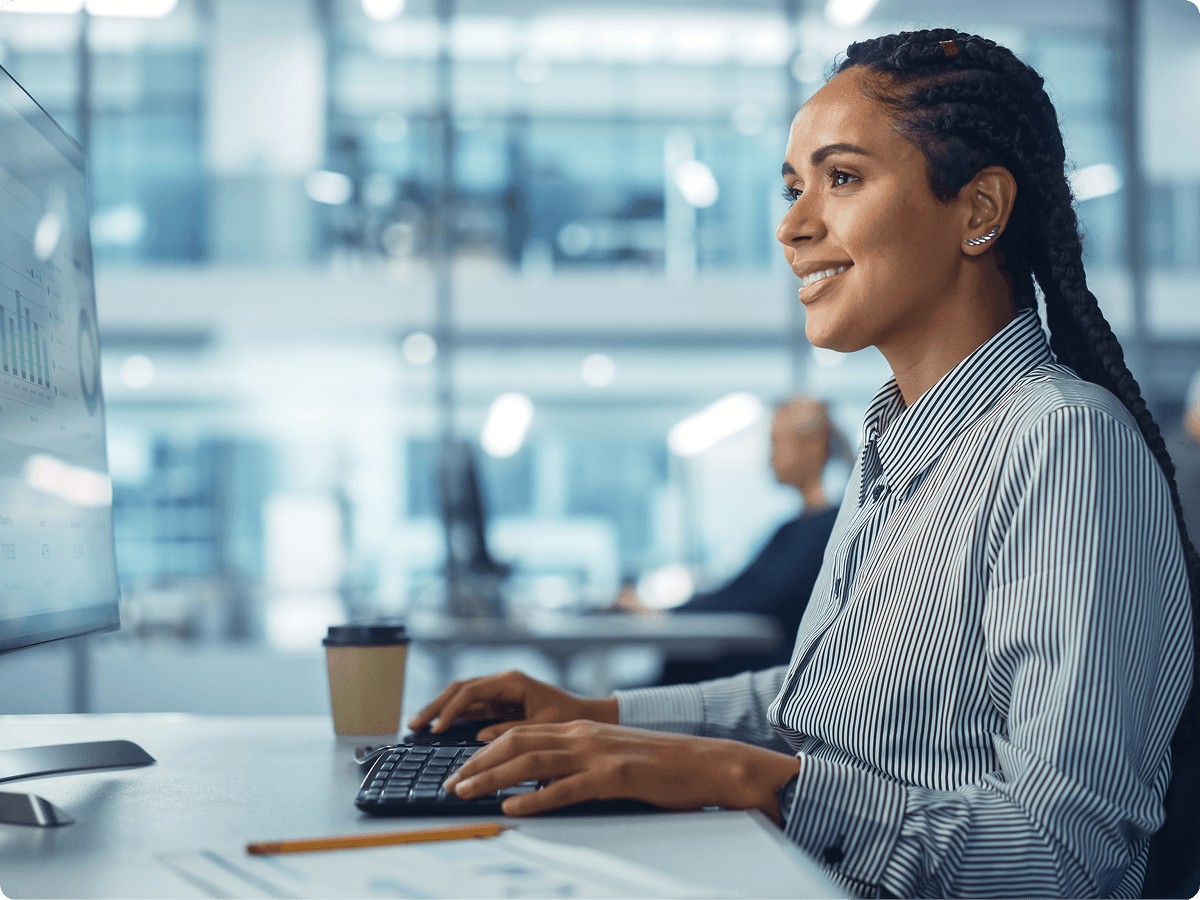 Woman working collaboratively