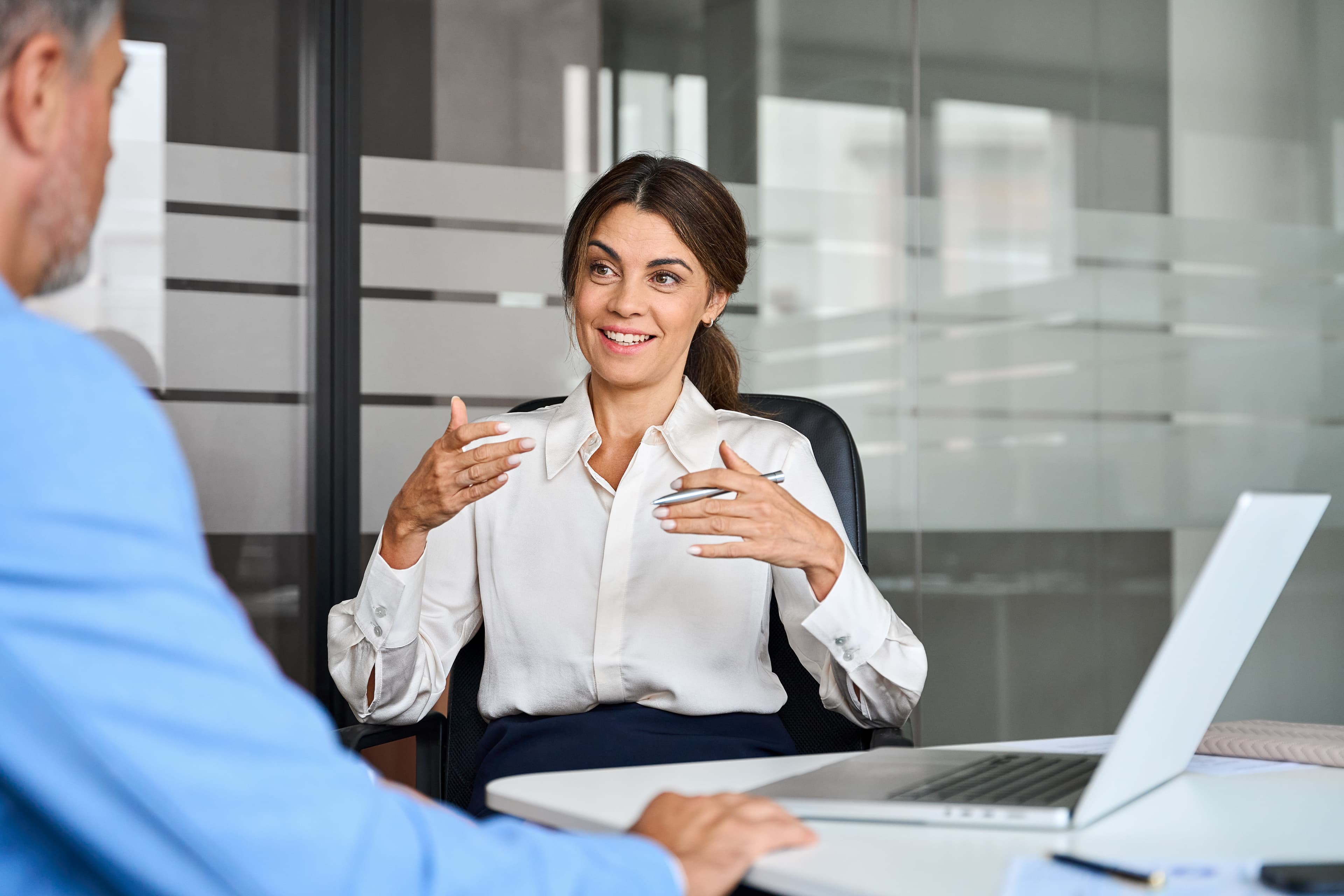 Business Professional Woman Meeting with Client
