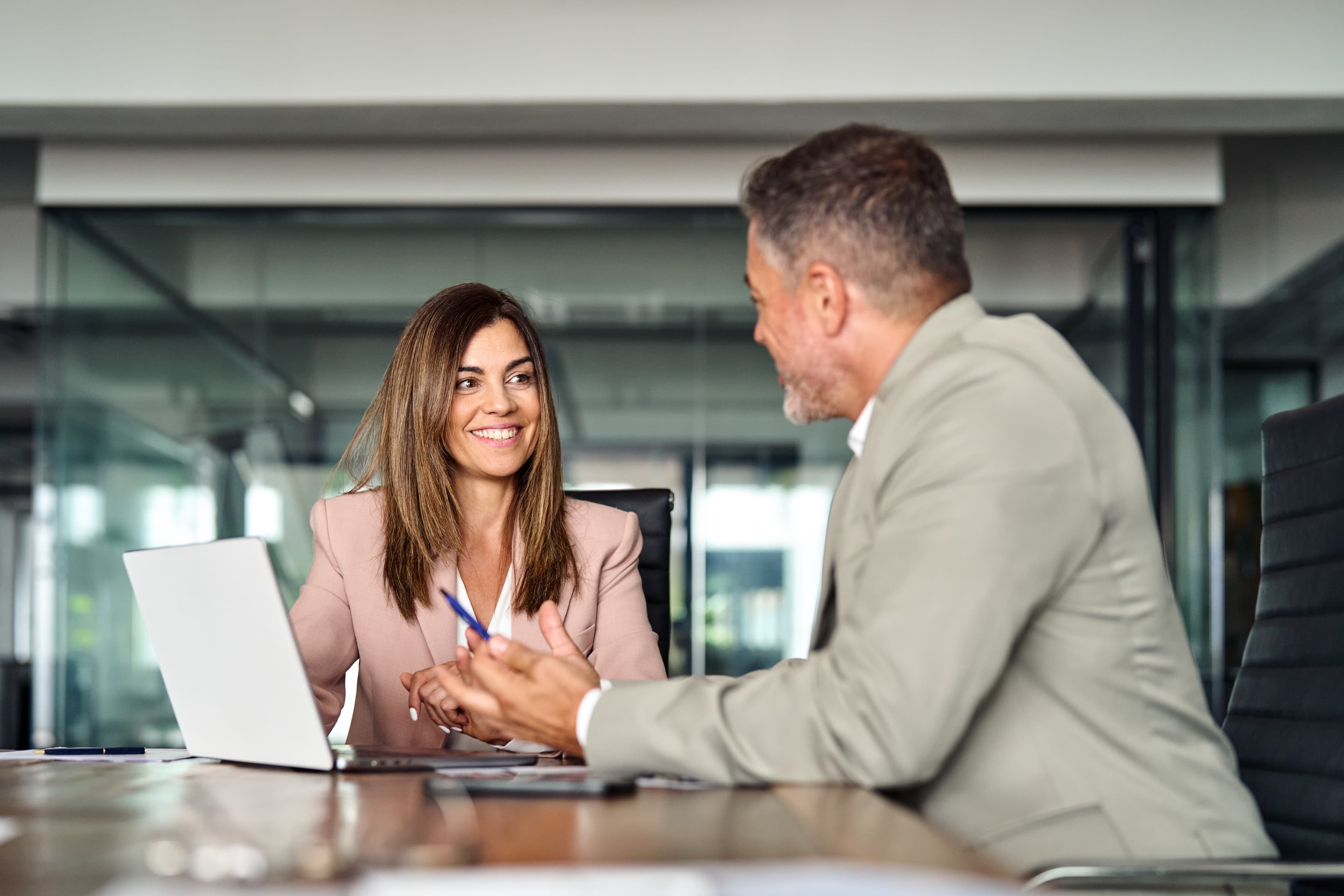 Stock-Two professionals meeting